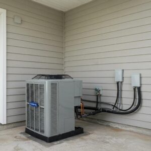 Modern HVAC system in a residential setting, showcasing outdoor and indoor units
