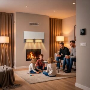 Furnace Repair in Greensboro, NC 1 Cozy living room with a modern heating system, highlighting family comfort and warmth